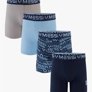 Messi Kids Boxer Briefs Set - Blue, Navy, Gray Set of 8. Kids Medium